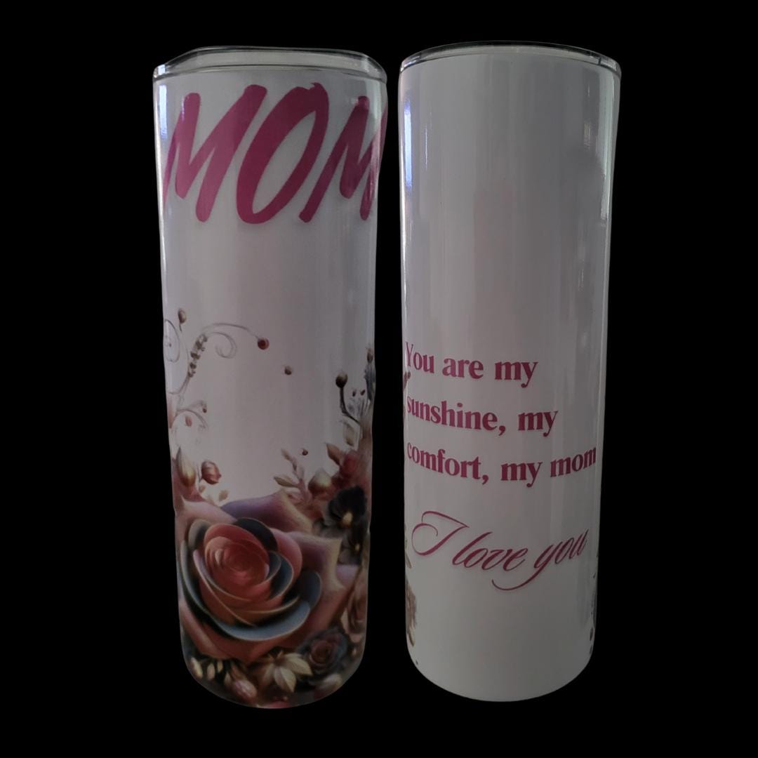 Mother's Day Floral Stainless Steel Tumbler 20oz | Skinny Insulated Cup l Travel Mug | Gift for Her | Hot & Cold Drink Cup, Mother's day