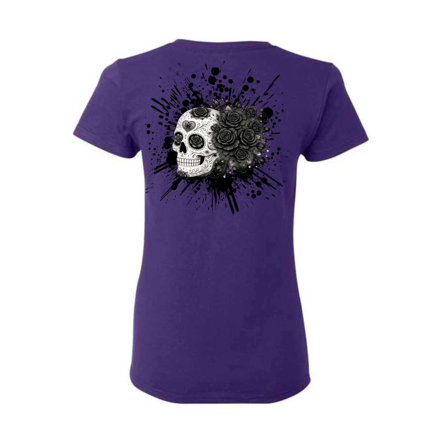 Floral Skull Tee/ Black Roses