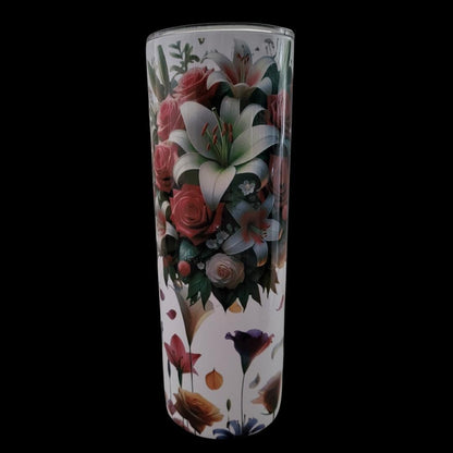 Mother's Day Floral Stainless Steel Tumbler 20oz | Skinny Insulated Cup | Botanical Travel Mug |  Gift for Her or Mom | Hot & Cold Drink Cup