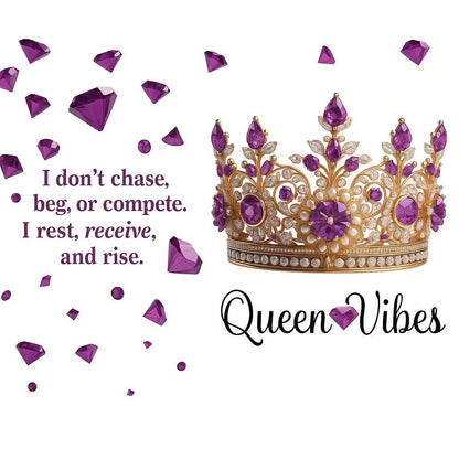 Personalized “Queen Vibes” 20oz Tumbler – Red Gems & Crown Design ( Front and Back image)