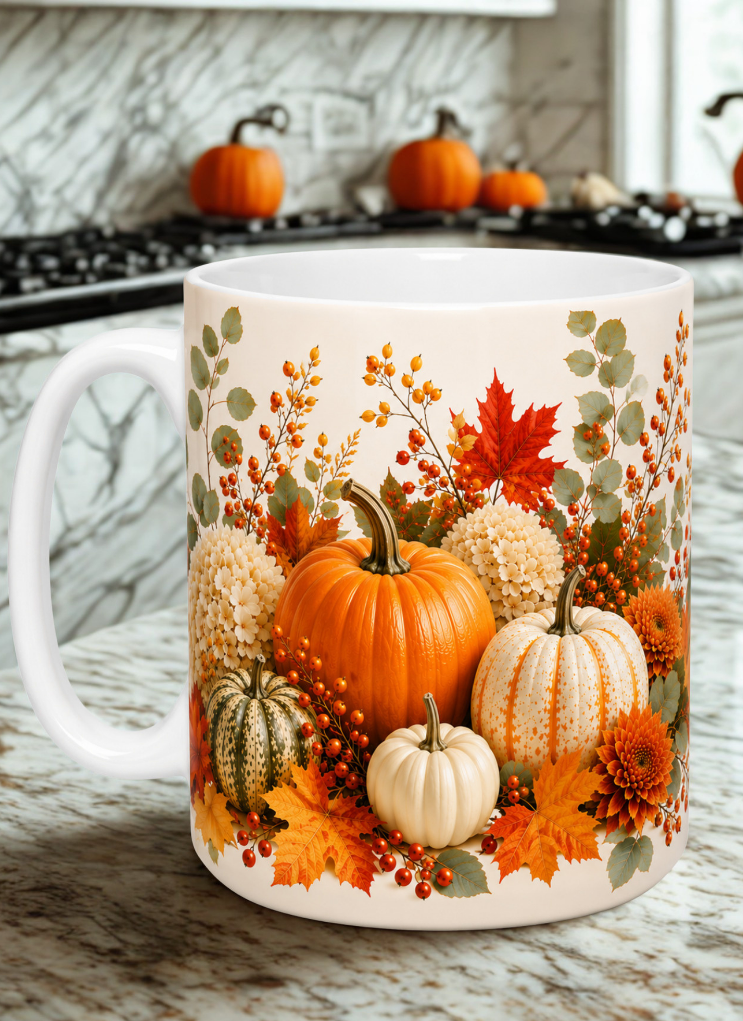 Fall Pumpkin – Autumn Harvest Coffee Cup | Cozy Thanksgiving Mug | Ceramic Mug/ 15 OZ