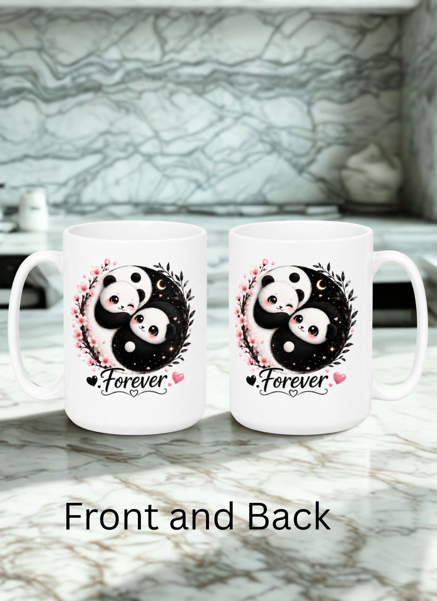 Panda Yin Yang Friendship/ BFF Mug/ 15 oz