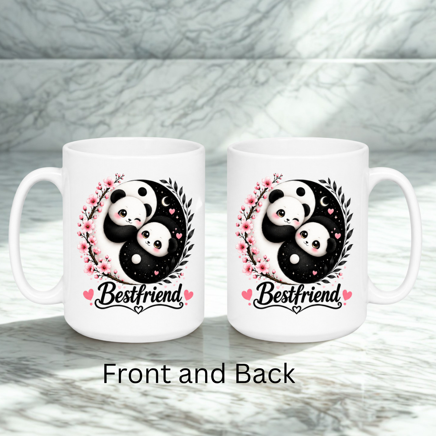 Panda Yin Yang Friendship/ BFF Mug/ 15 oz