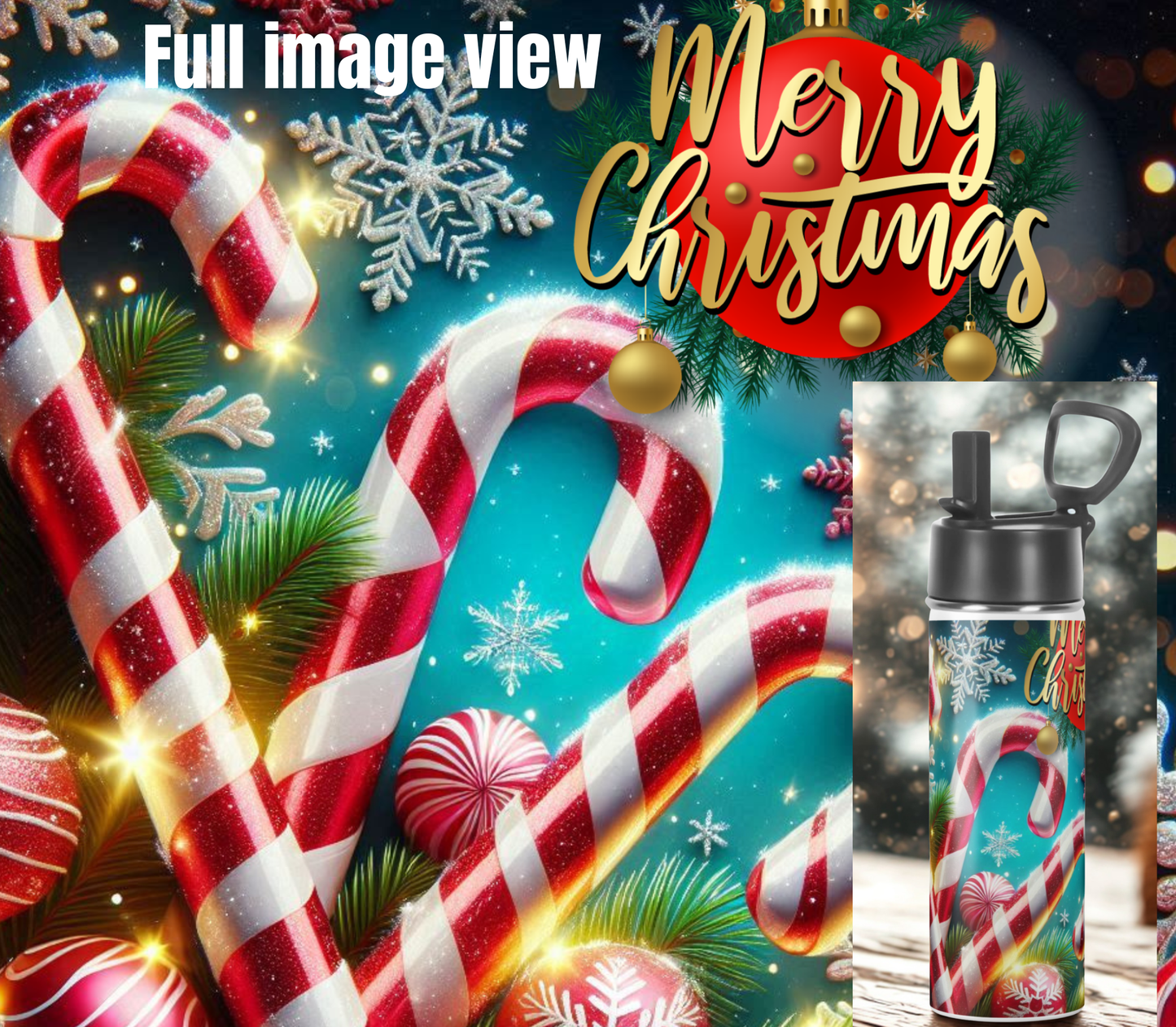Candy Cane Christmas Water Bottle – Festive Holiday Edition