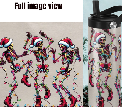 Dancing Skeleton Christmas Water Bottle – Festive Gothic Holiday Vibes