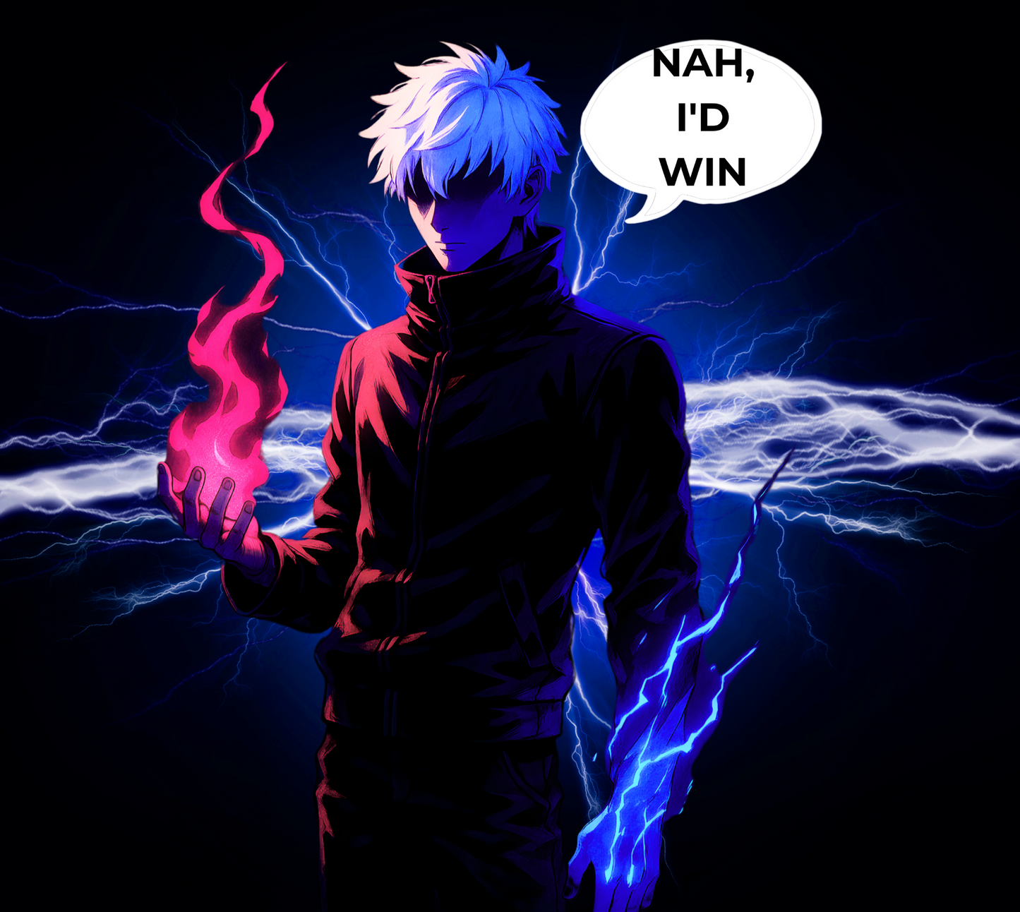 💥 Custom Anime Hoodie – “Nah, I’d Win” Gojo-Inspired Design | Unisex Zip-Up or Pullover | Streetwear Style