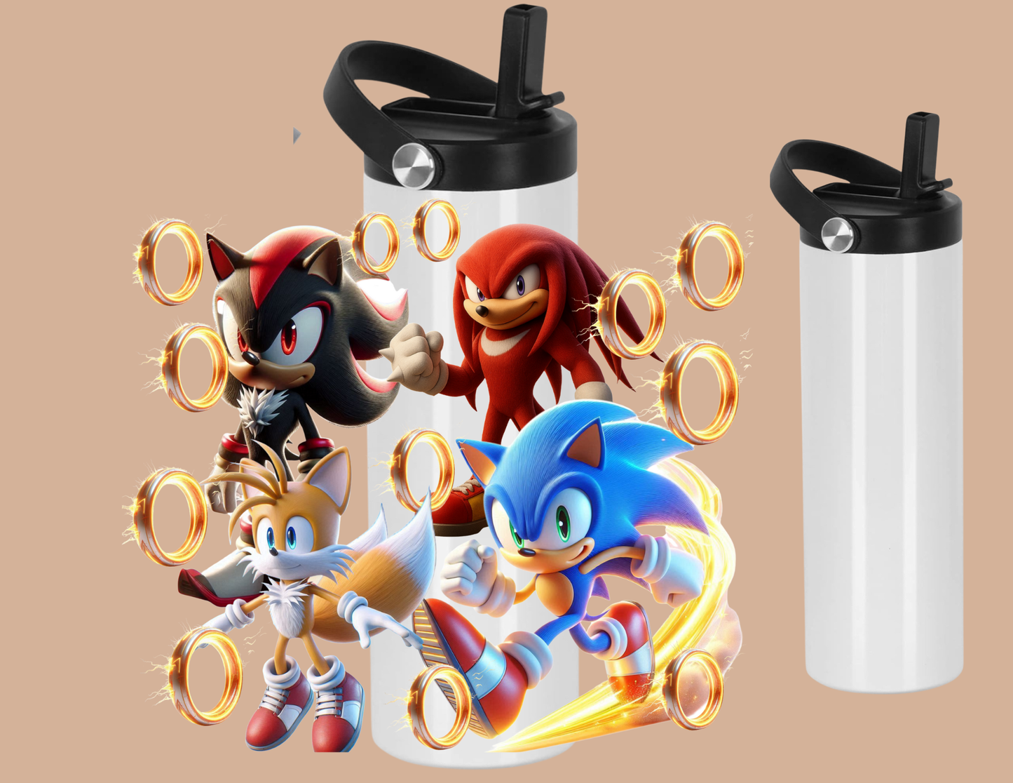Favorite anime Sonic 20oz Stainless Steel, Golden Rings