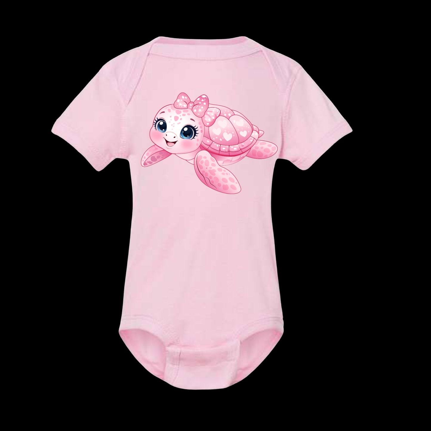 Cute Pink Sea Turtle Baby Bodysuit
