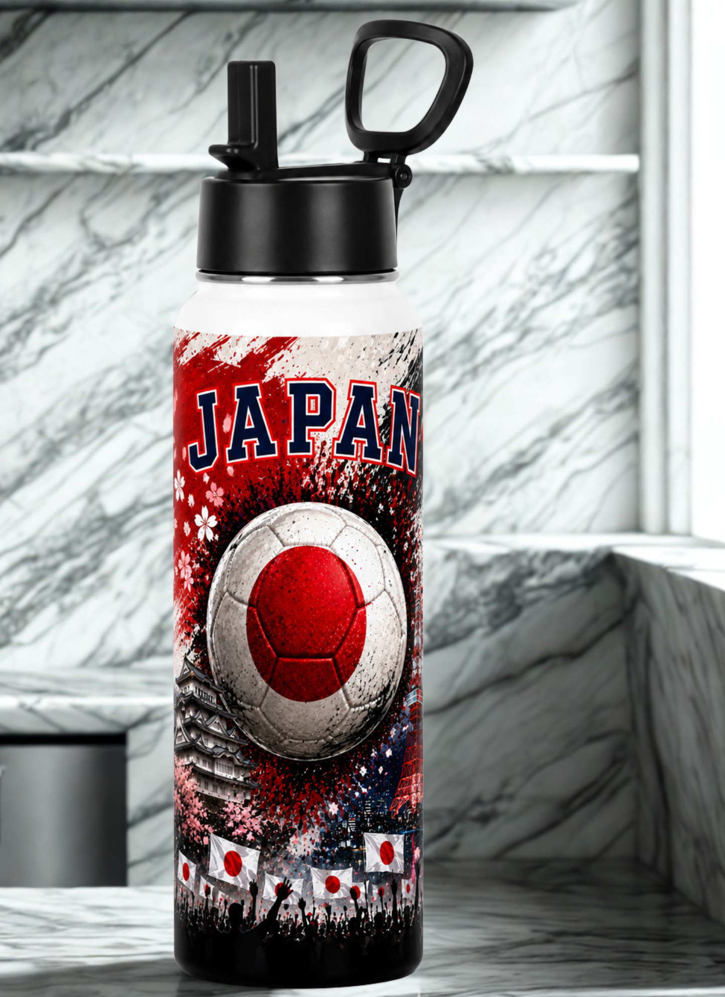 Soccer 2026 Stainless Steel Water Bottle – Patriotic Sports Bottle