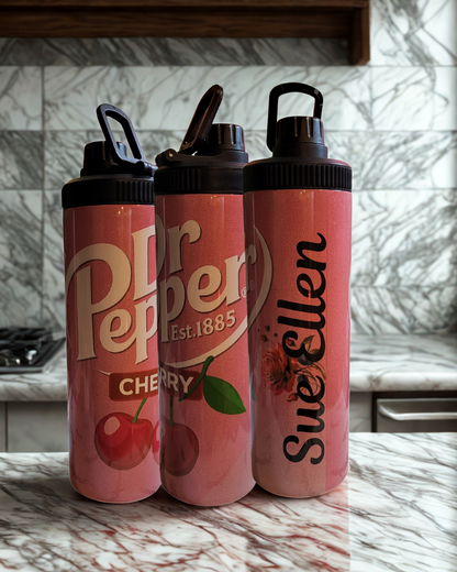 Custom Drink-Inspired Water Bottle – 20 & 22oz Stainless Steel with Flip Lid (Dr Pepper, Modelo, Red bull etc)
