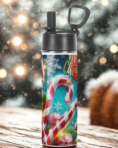 Candy Cane Christmas Water Bottle – Festive Holiday Edition