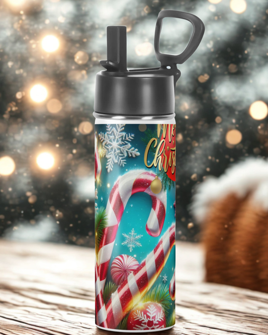 Candy Cane Christmas Water Bottle – Festive Holiday Edition