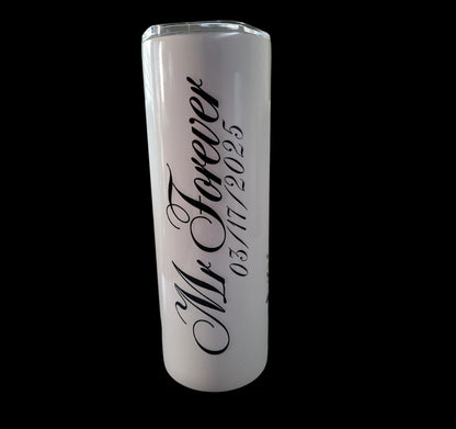 20 Oz Tumbler weddings, bachelor parties, anniversaries, or engagement gifts, personalized with names.