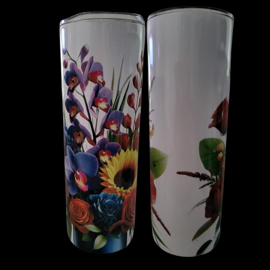 Floral Stainless Steel Tumbler: Botanical Insulated Travel Mug (20oz)