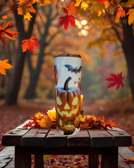 Halloween Pumpkin Tumbler: 20 oz Stainless Steel Insulated Cup