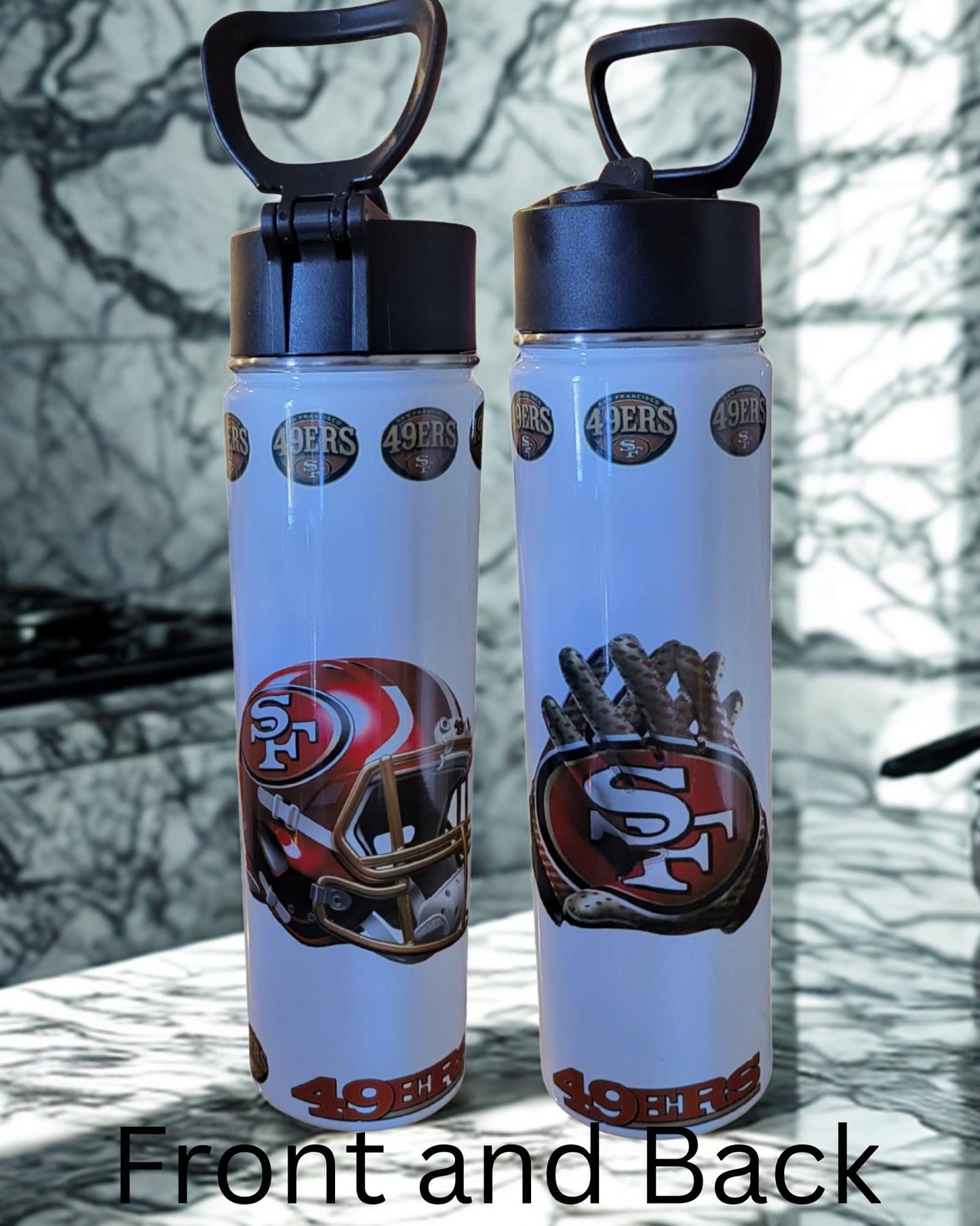 NFL football teams 22oz Insulated Water Bottle – Front and Back Design Custom Football Sports Tumbler with Straw Lid and Handle