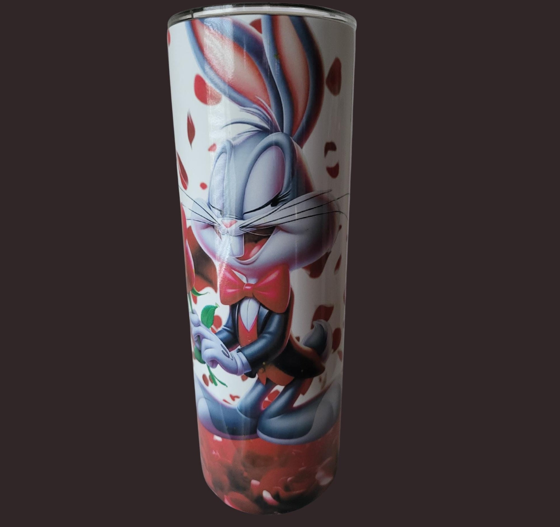 Flirty Tumbler – 20oz Stainless Steel Cup with Roses, Personalized Cartoon Drinkware for Fans