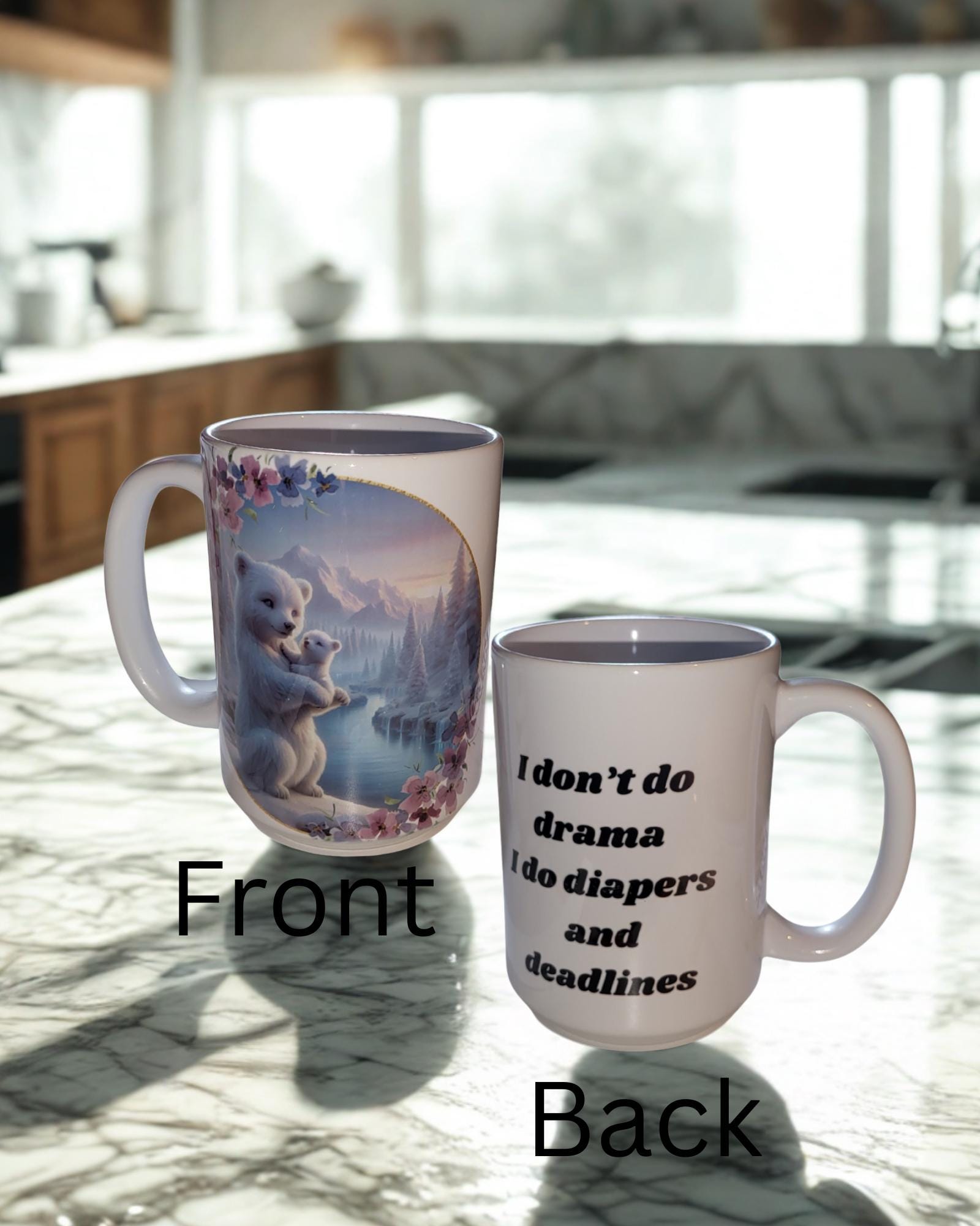 Personalized Mama Bear Coffee Mug: Funny Mom Quote, 15 oz Ceramic