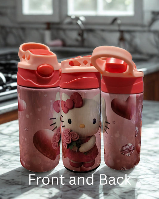 Kitty sippy cup: Pink Hearts, Leakproof, BPA-Free - 20oz