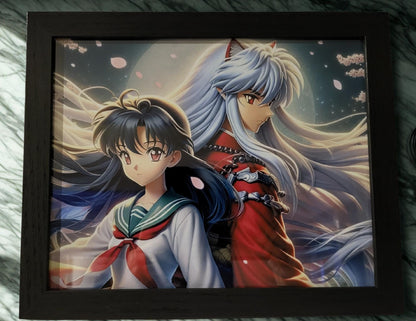 Anime Wall Arts – 8x10 Metal Print in Black Wood Frame – Vibrant Anime Concert Design