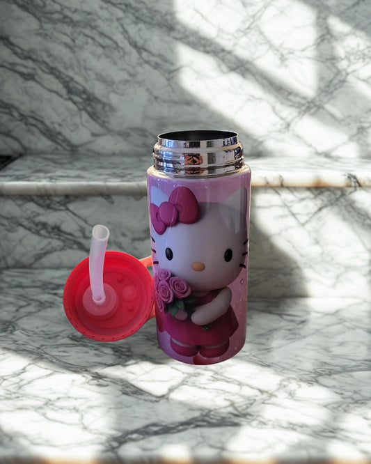 Kitty sippy cup: Pink Hearts, Leakproof, BPA-Free - 20oz