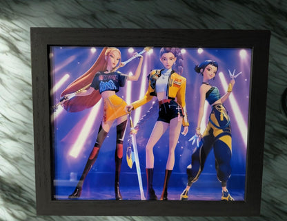 Anime Wall Arts – 8x10 Metal Print in Black Wood Frame – Vibrant Anime Concert Design