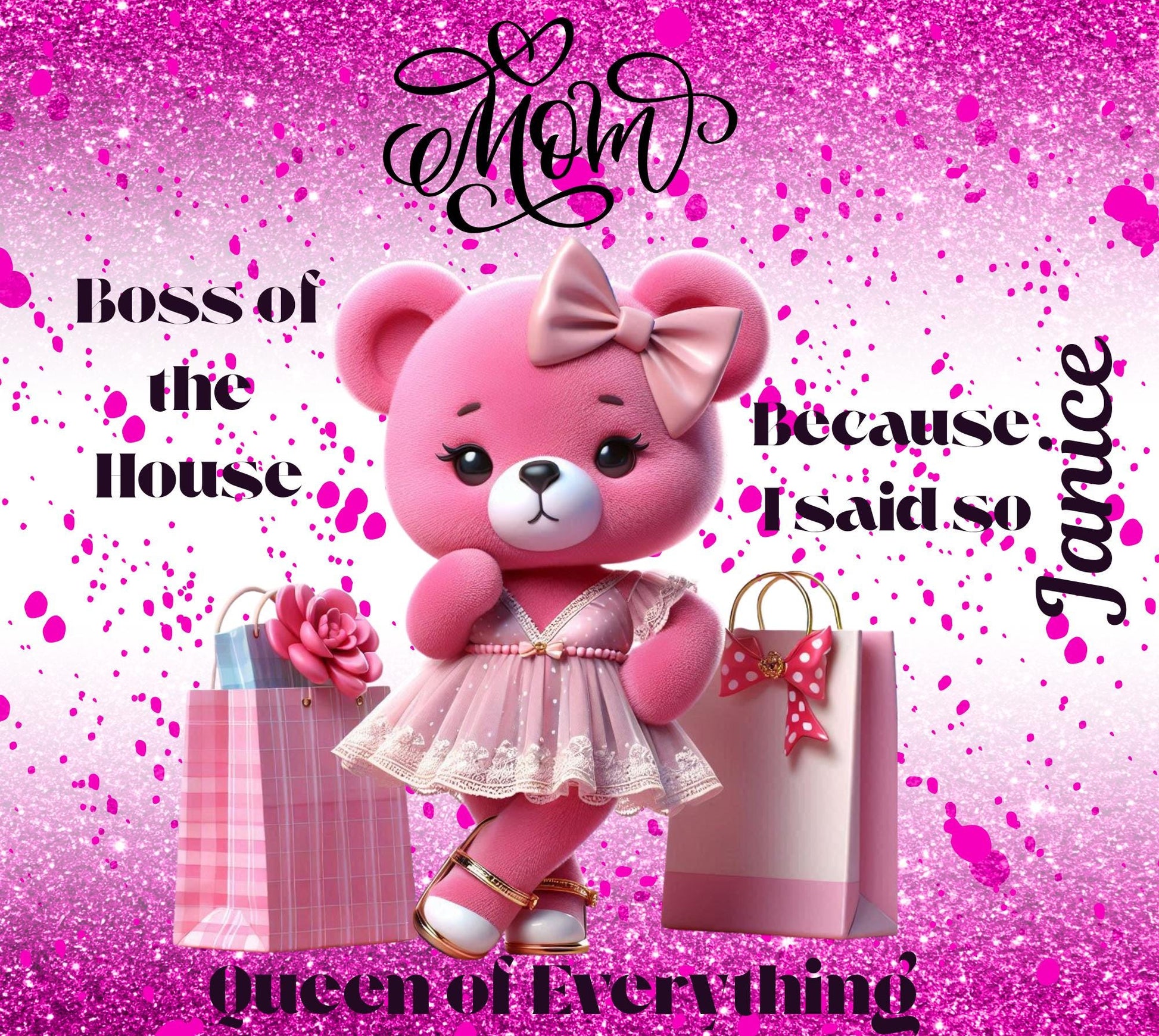 Personalized Mom Water Bottle and daughter sippy: Queen Bear Design - 20 oz Stainless Steel Tumbler and sippy cup