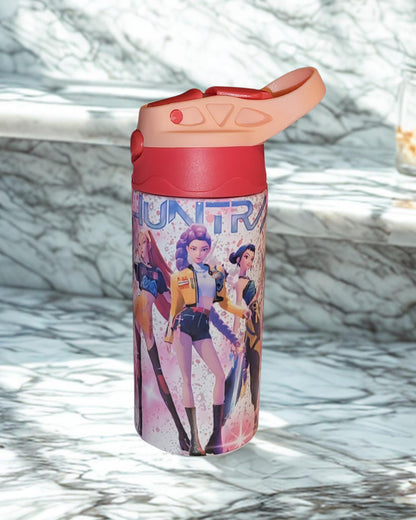 K-Pop Demon Hunter Water Bottle – Leakproof Flip Top Lid – 12 oz BPA-Free Plastic