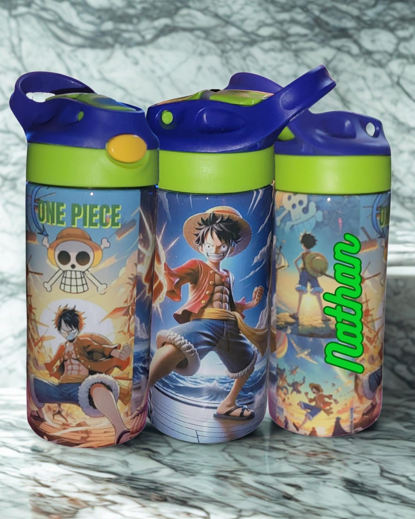 Anime Custom Water Bottle for kids– Personalized Anime Pirate Design