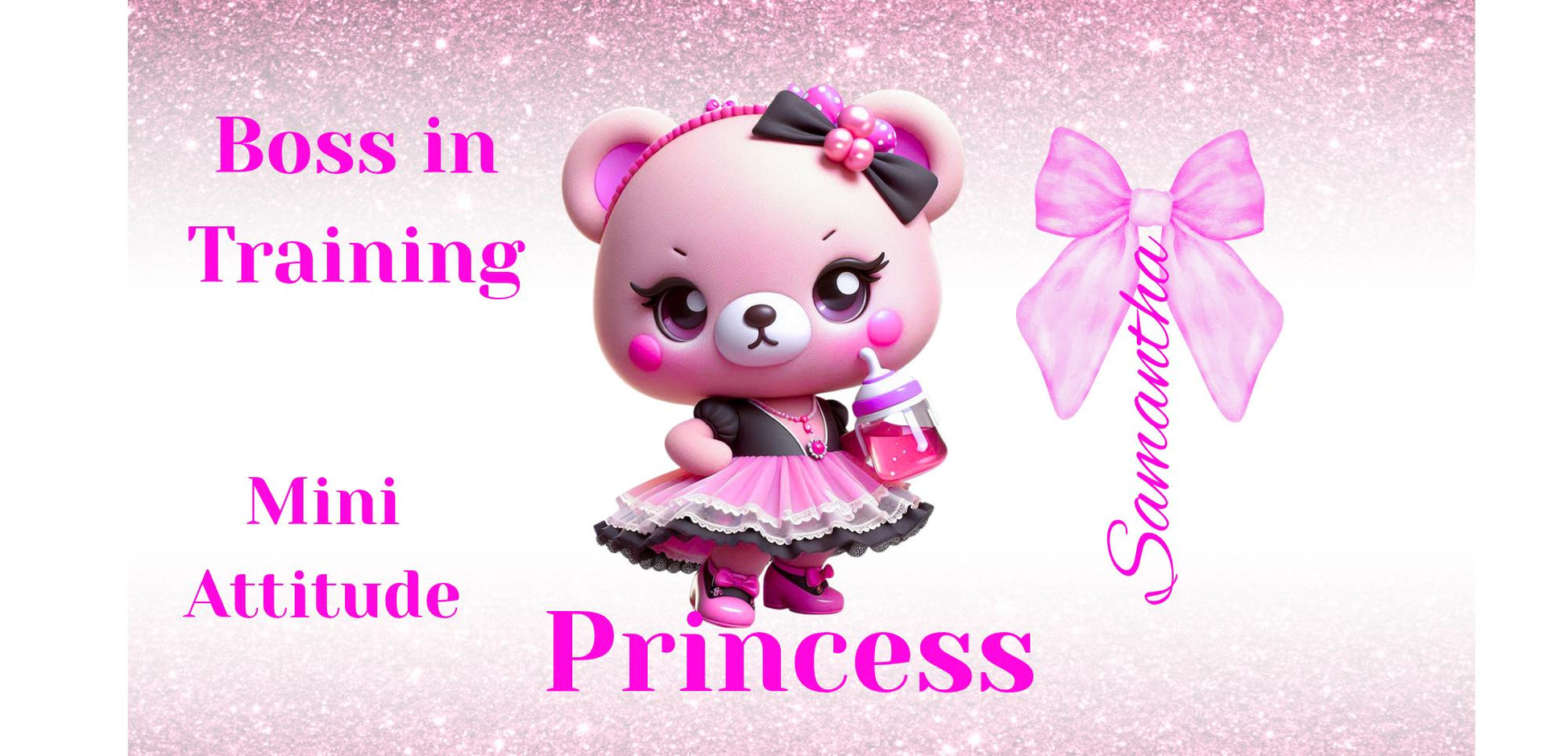 Personalized Princess Water Bottle: Pink Glitter "Boss in Training" Design