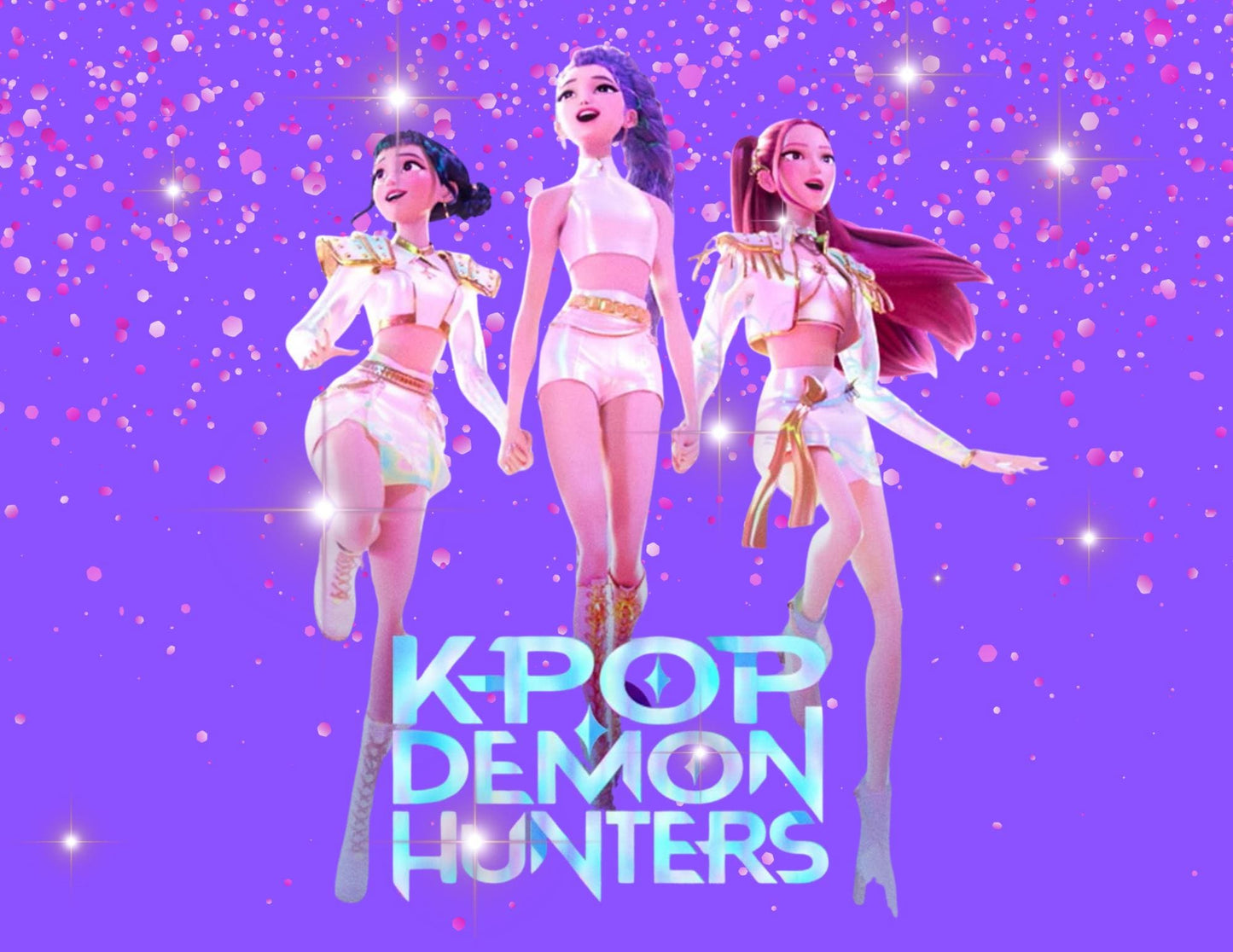 Huntrix/Saja Boys (the rival demon idol group) from Demon Hunter K-Pop Anime LED Glass Frame | 8x10 Light-Up Photo Panel with Wooden Base