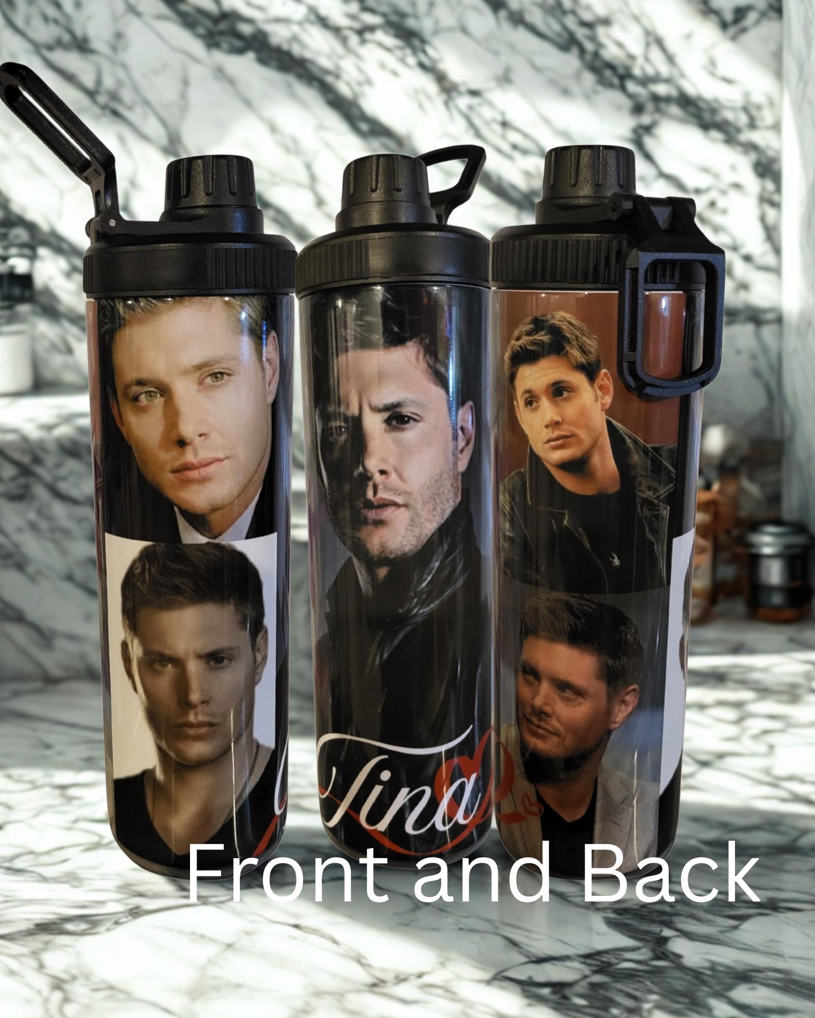 Personalized water bottle with your favorite Tv series actor. Add your name.