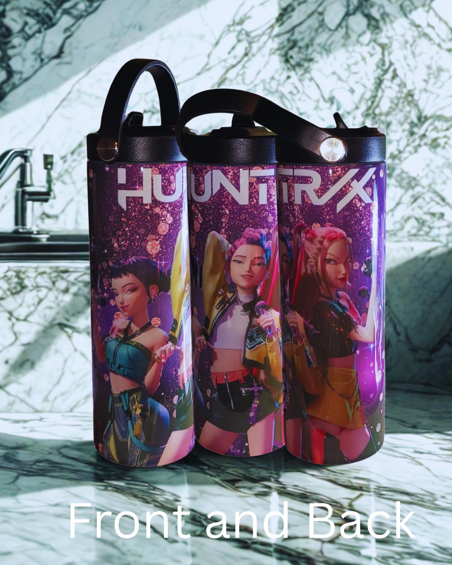 Huntrix Water Bottle – Front and Back Design 20oz or 22oz