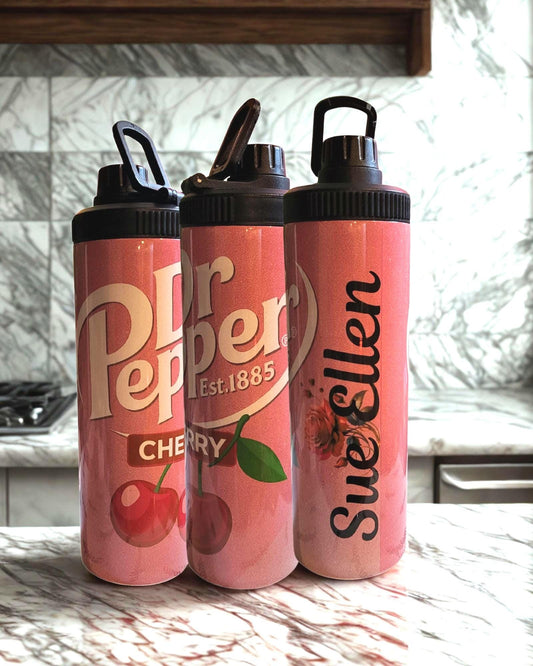 Custom Drink-Inspired Water Bottle – 20 & 22oz Stainless Steel with Flip Lid (Dr Pepper, Modelo, Red bull etc)