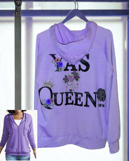 YAS QUEEN Floral Zip-Up Hoodie