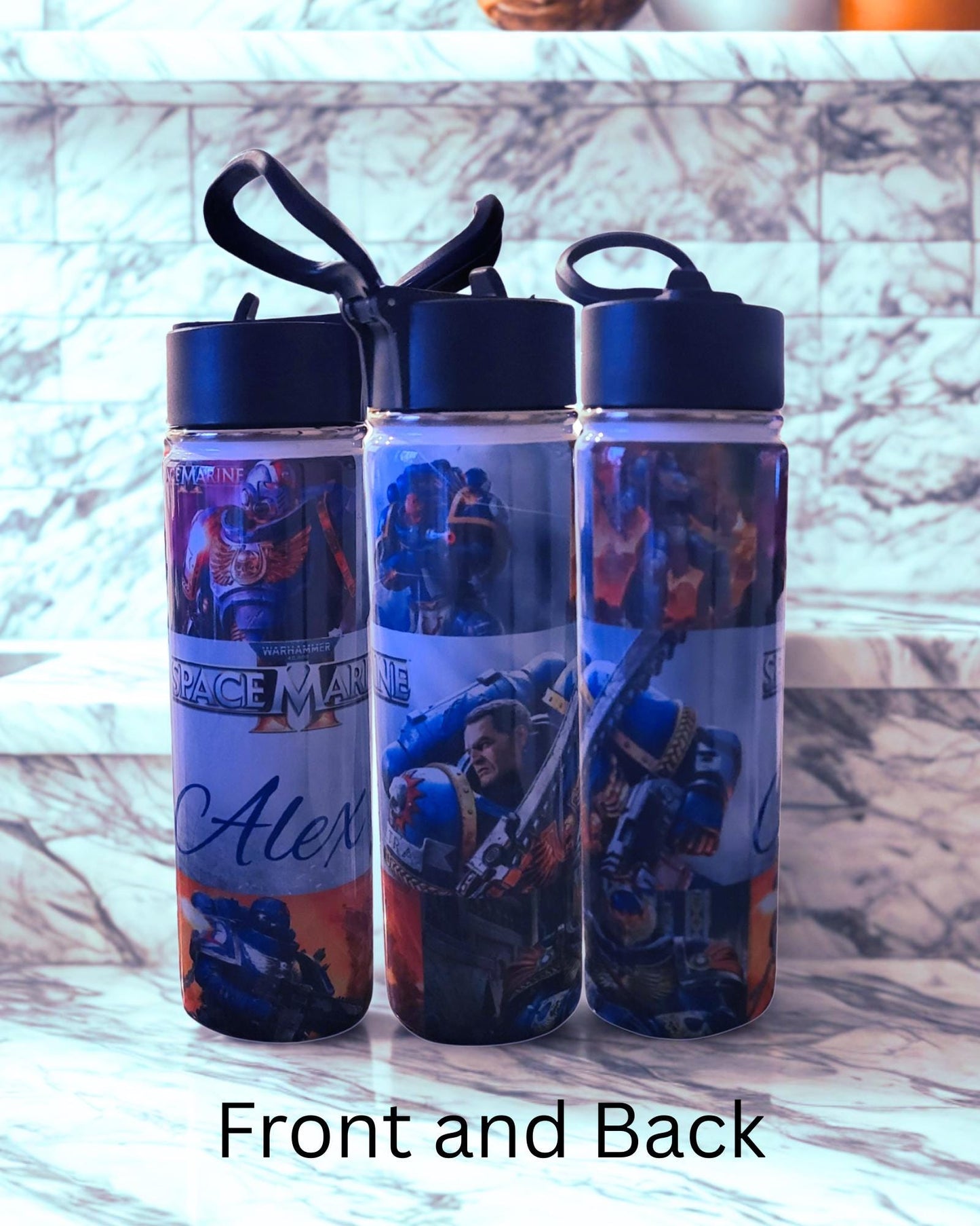 Custom Water Bottle, video game characters– Personalized Stainless Steel Tumbler – Front & Back Full Wrap Design