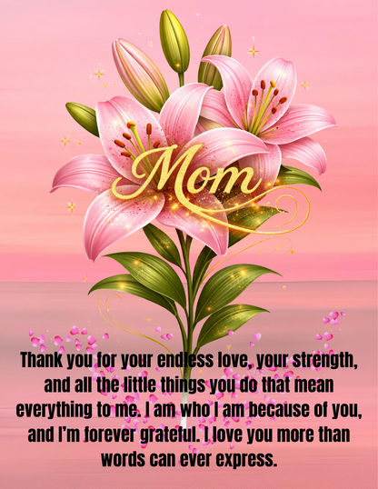 Personalized “Mom” Floral Tumbler with Handle – Custom Name & Heartfelt Message | Mother’s Day Gift