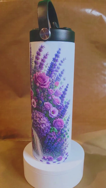 Floral Waterfall Water Bottle – Elegant Flower Design