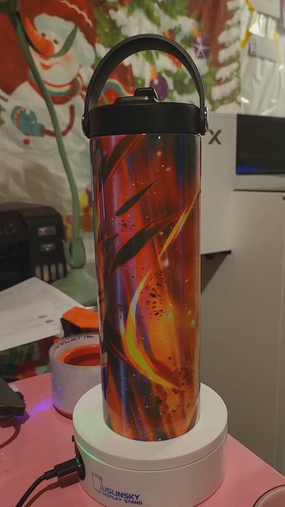 Personalized Warrior Style Water Bottle | Custom Name Insulated Bottle | Front & Back Design | Custom Gift