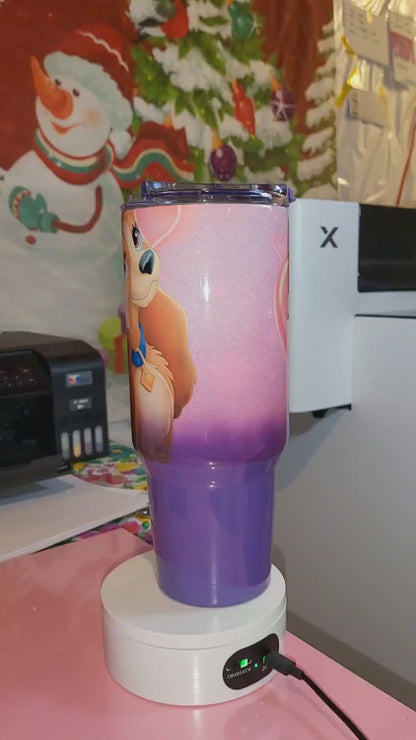 Cute Love-Themed Cartoon Dog Tumbler – Perfect Gift for Her