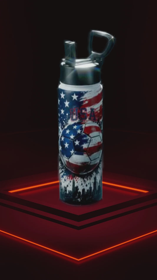 Soccer 2026 Stainless Steel Water Bottle – Patriotic Sports Bottle