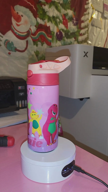 Personalized Kids Water Bottle – Cute Dinosaur Friends Design