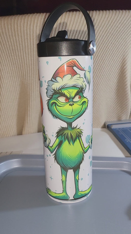 Personalized Holiday Tumbler • Grumpy Christmas Character Cup • Kids Numbered Bottle • 6 & 7 Tumbler • Xmas Gift • Custom Water Bottle
