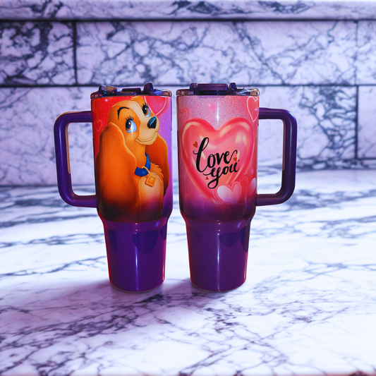 Cute Love-Themed Cartoon Dog Tumbler – Perfect Gift for Her
