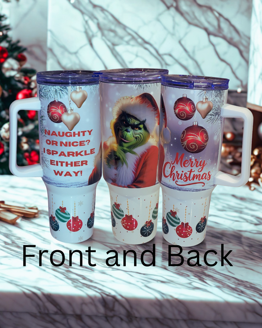Naughty or Nice Holiday Insulated Tumbler (With Handle)